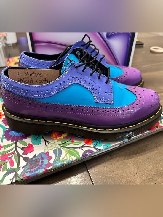 Dr. Martens Shoes - Rare Dr Martens 3989 Brogue Shoes Purple Blue Patent Leather Women US 9 UK 7